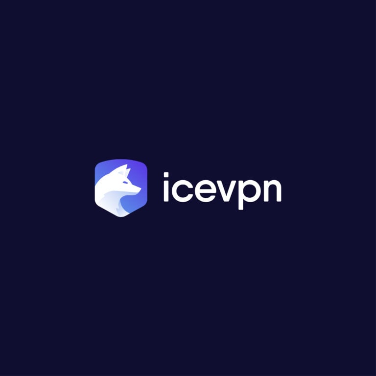 The IceVPN brand logo on a dark navy background